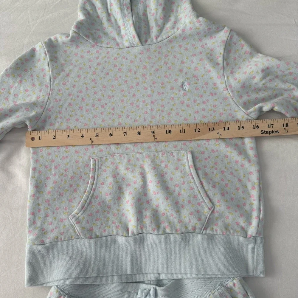 Polo Ralph Lauren Girls 2pc Floral Cotton Sweatshirt & Short Set Sz 8-10(M)
